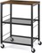 3-Tier Rolling Utility Cart with Storage - Multifunctional Brown Metal & Wood Cart on Wheels for Kitchen, Bathroom, Office, Bar (16.5"L x 12.6"W x 24.4"H, 170 lb Capacity)